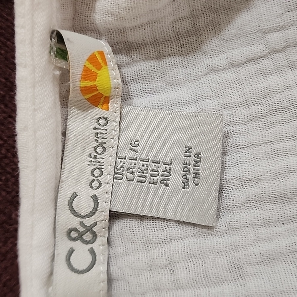 C&C California BlouseTop Cotton Gauze White Tunic Top Pockets Lagenlook size L - Picture 3 of 6